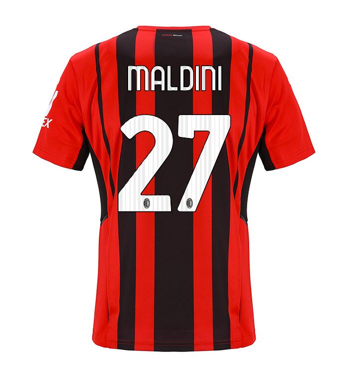 2021/22 AC Milan Home Kit Soccer Jersey with MALDINI 27 printing